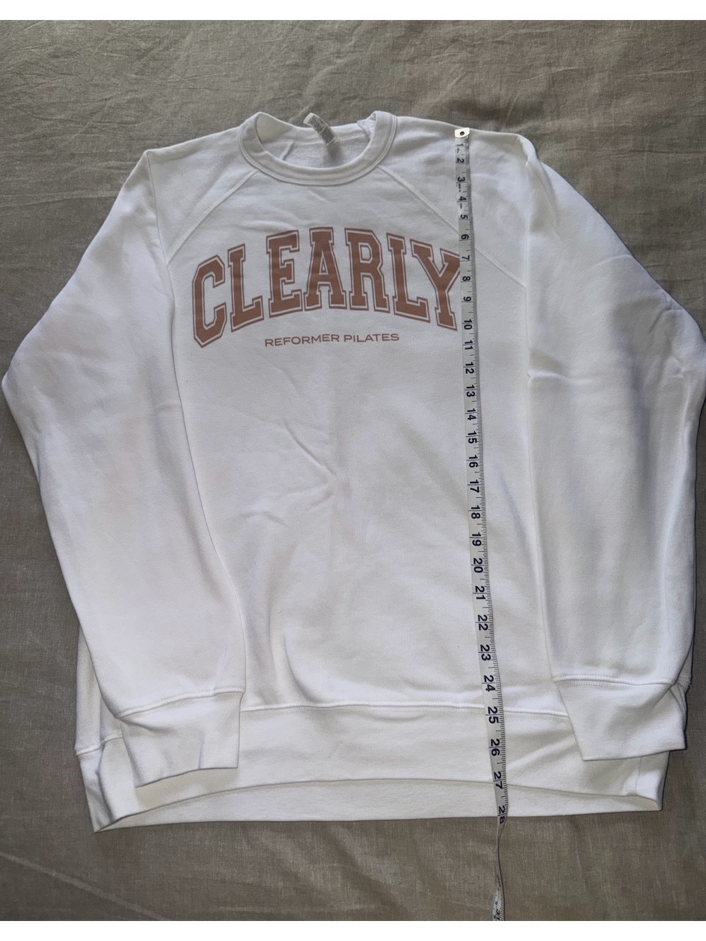 Bella Canvas White Crewneck Sweatshirt with Tan 'CLEARLY' Graphic